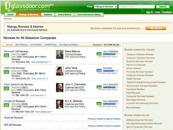 గ్లాస్డోర్ (Glassdoor.com)
