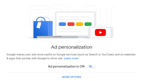 Ad personalization Settings
