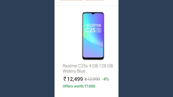 Realme C25s 4 GB 128 GB Watery Blue